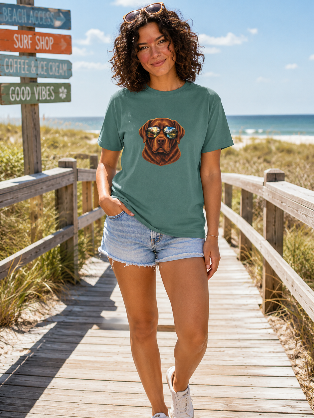Chocolate Lab Sunglasses T-Shirt | Outdoor Dog Lover Tee