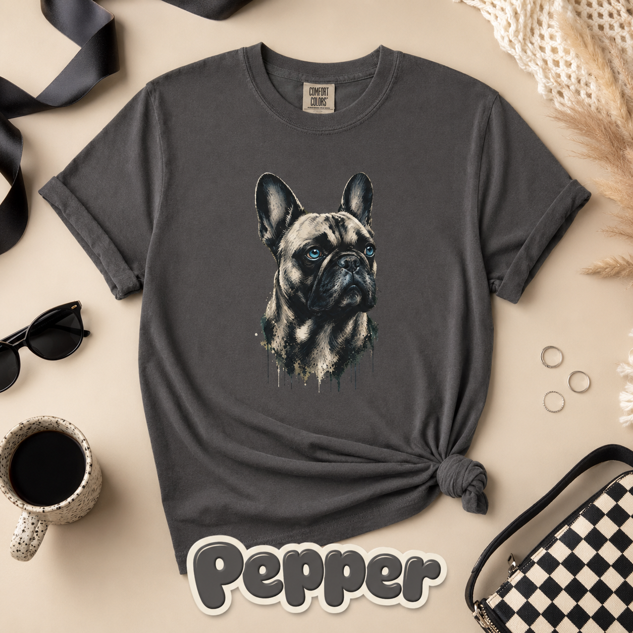 French Bulldog Portrait T-Shirt, Artistic Frenchie Graphic Tee, Dog Lover Shirt, French Bulldog Mom Dad Gift, Pet Owner T-Shirt