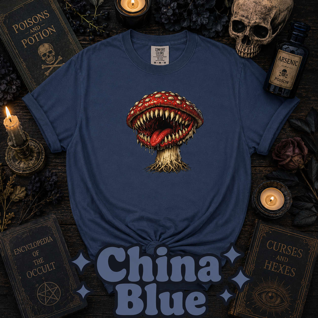 Horror Mushroom T-Shirt, Carnivorous Mushroom Graphic Tee, Gothic Nature Shirt, Creepy Forest Monster, Halloween Gift