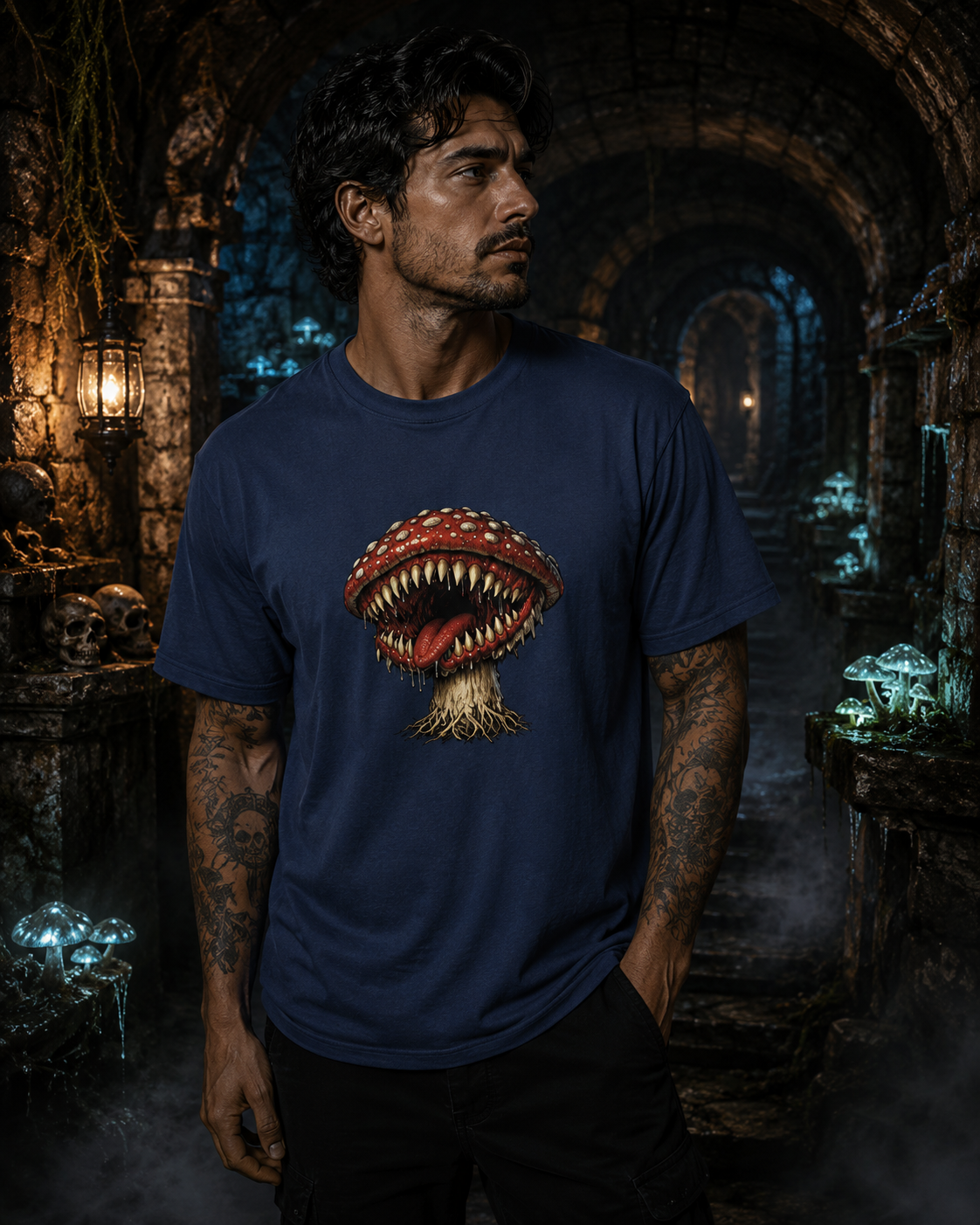 Horror Mushroom T-Shirt, Carnivorous Mushroom Graphic Tee, Gothic Nature Shirt, Creepy Forest Monster, Halloween Gift
