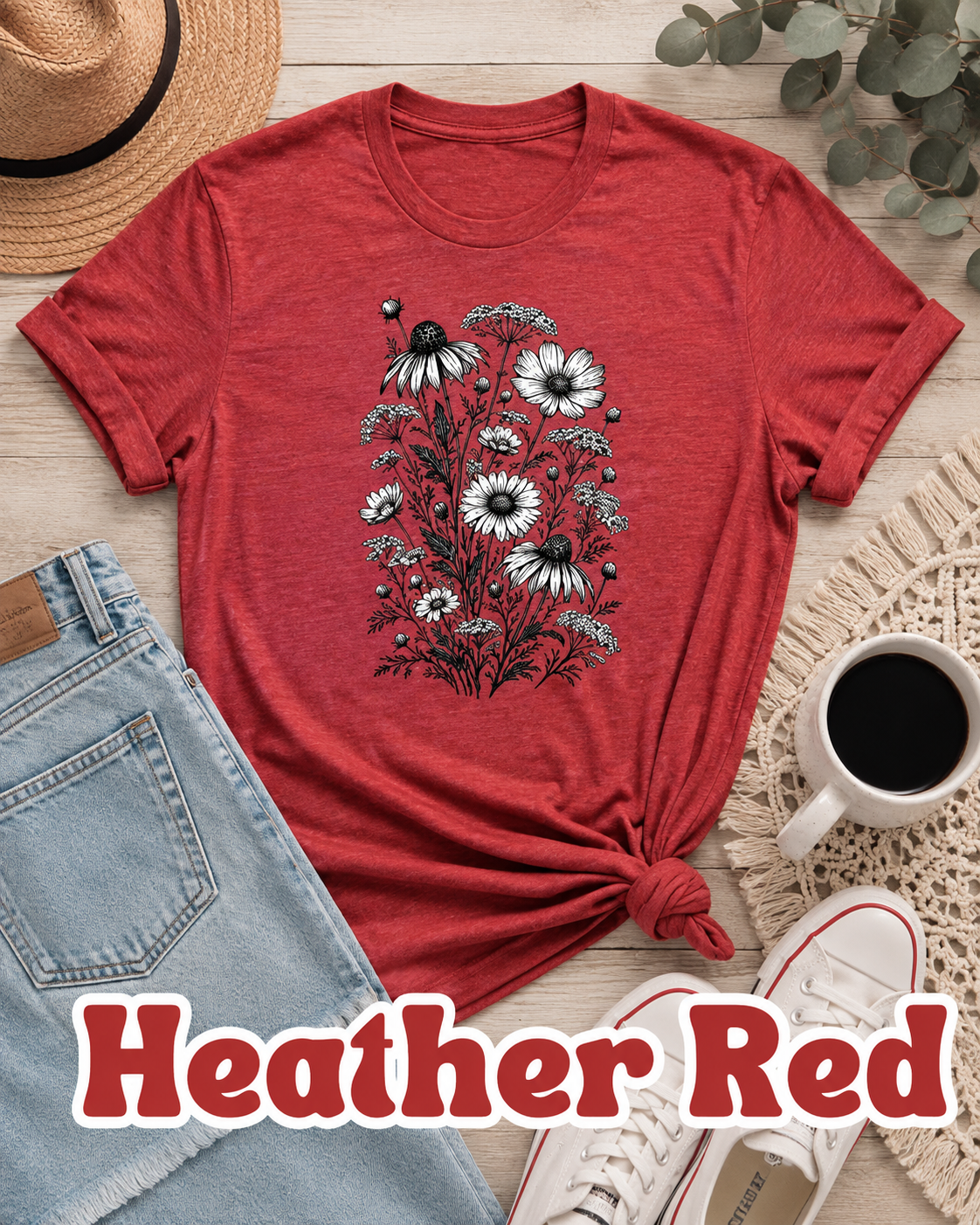 Vintage Wildflower Botanical Graphic T-Shirt