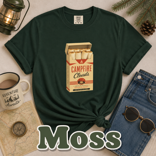 Campfire Clouds Vintage Graphic T-Shirt | Retro Camping Tee | Comfort Colors 1717