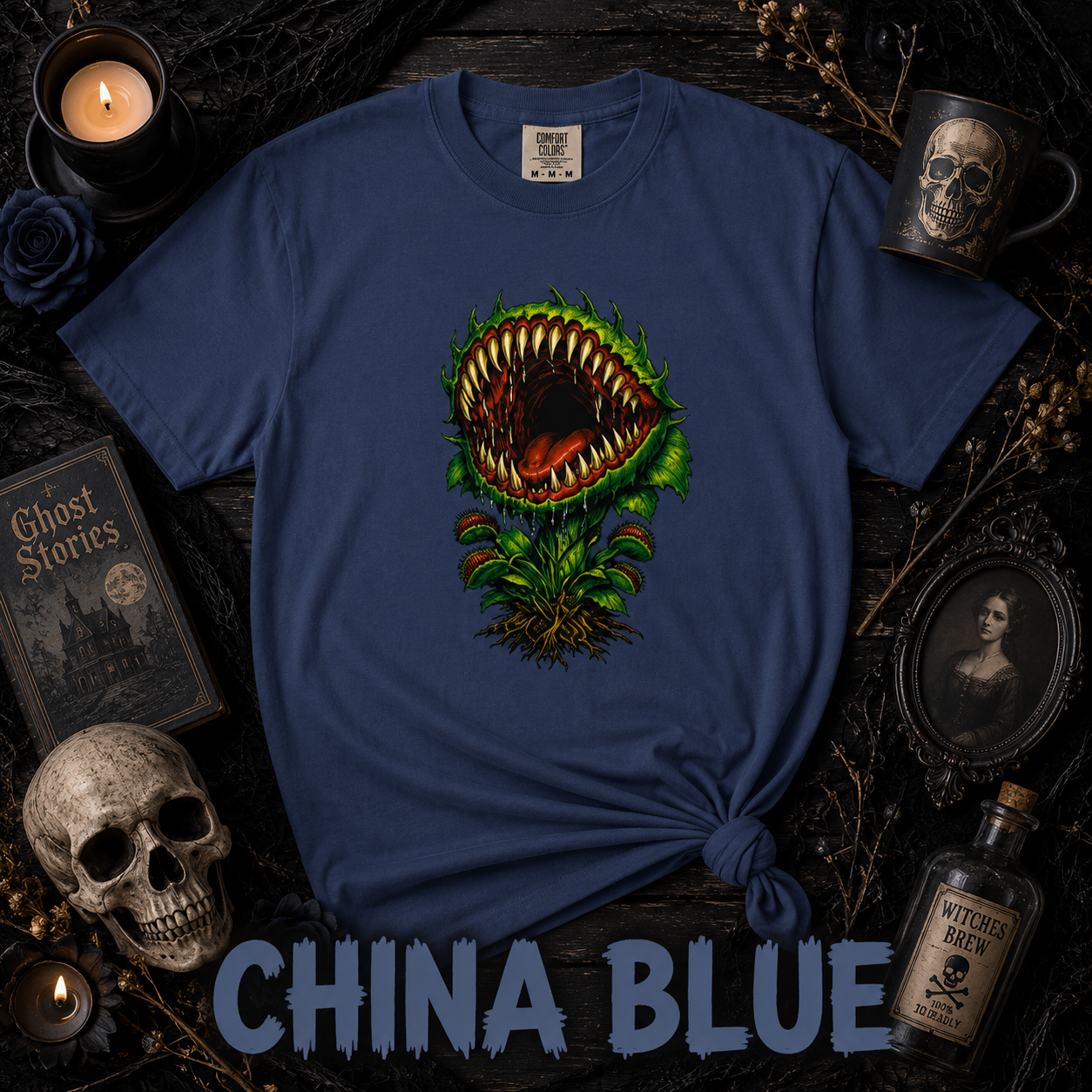 Carnivorous Venus Flytrap T-Shirt | Horror Plant Graphic Tee | Gothic Botanical Shirt | Spooky Halloween Gift for Plant Lovers