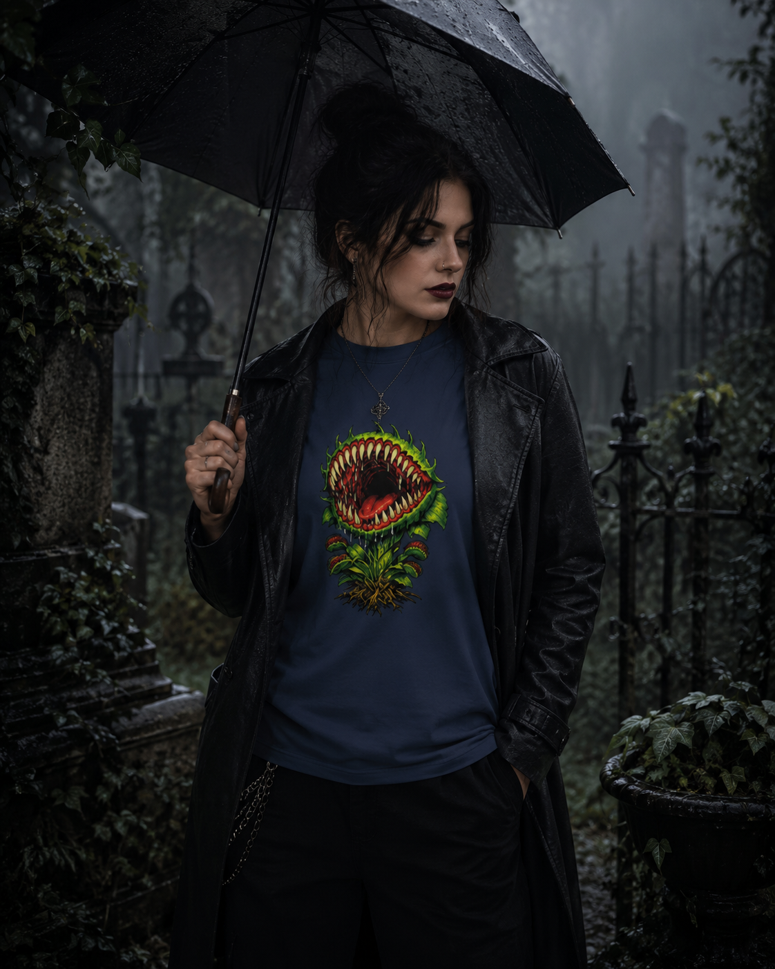 Carnivorous Venus Flytrap T-Shirt | Horror Plant Graphic Tee | Gothic Botanical Shirt | Spooky Halloween Gift for Plant Lovers