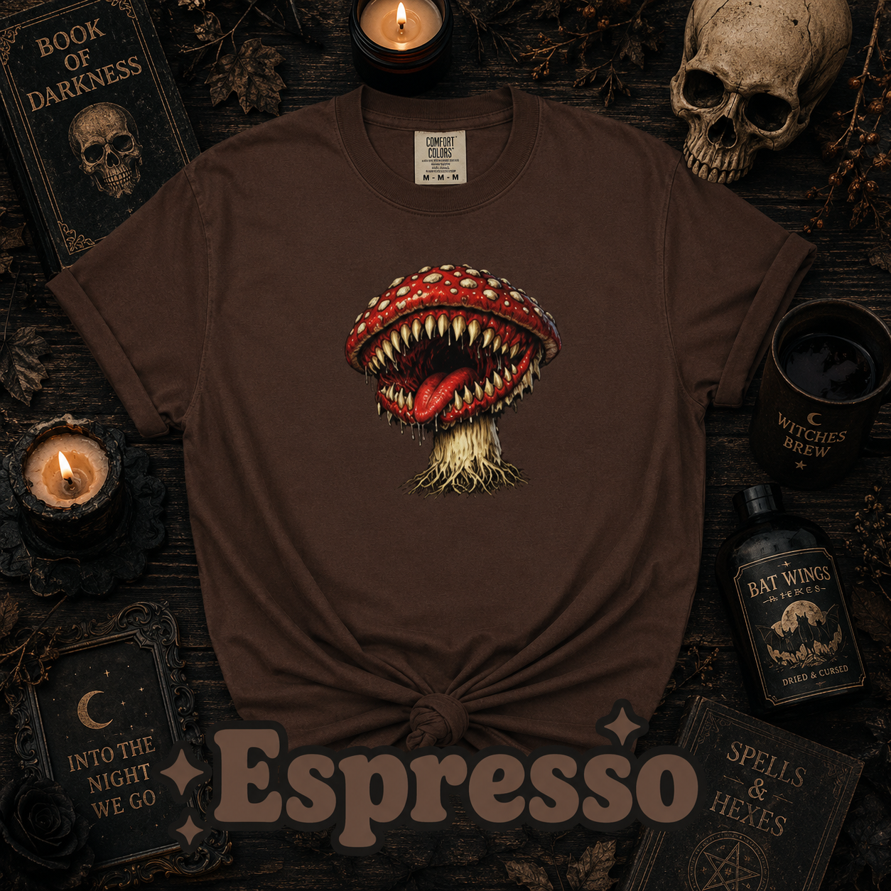 Horror Mushroom T-Shirt, Carnivorous Mushroom Graphic Tee, Gothic Nature Shirt, Creepy Forest Monster, Halloween Gift