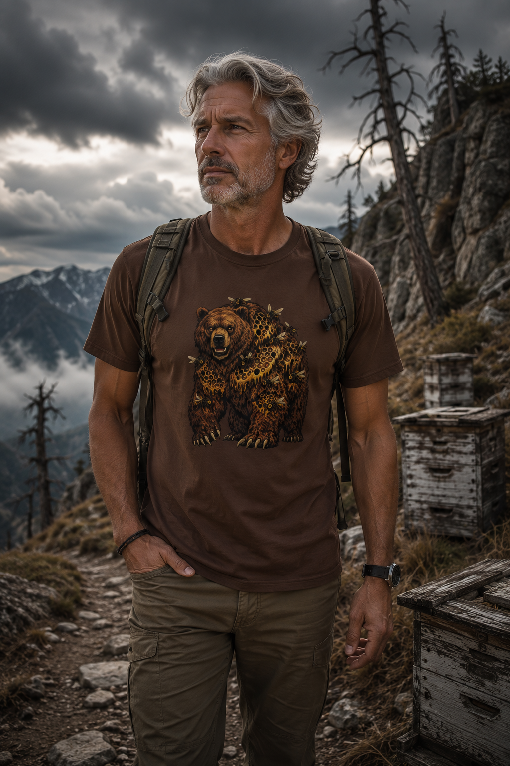 Comfort Colors Bear Shirt, Woodland Wildlife Graphic Tee, Nature Lover Gift, Rustic Hiking and Camping T-Shirt