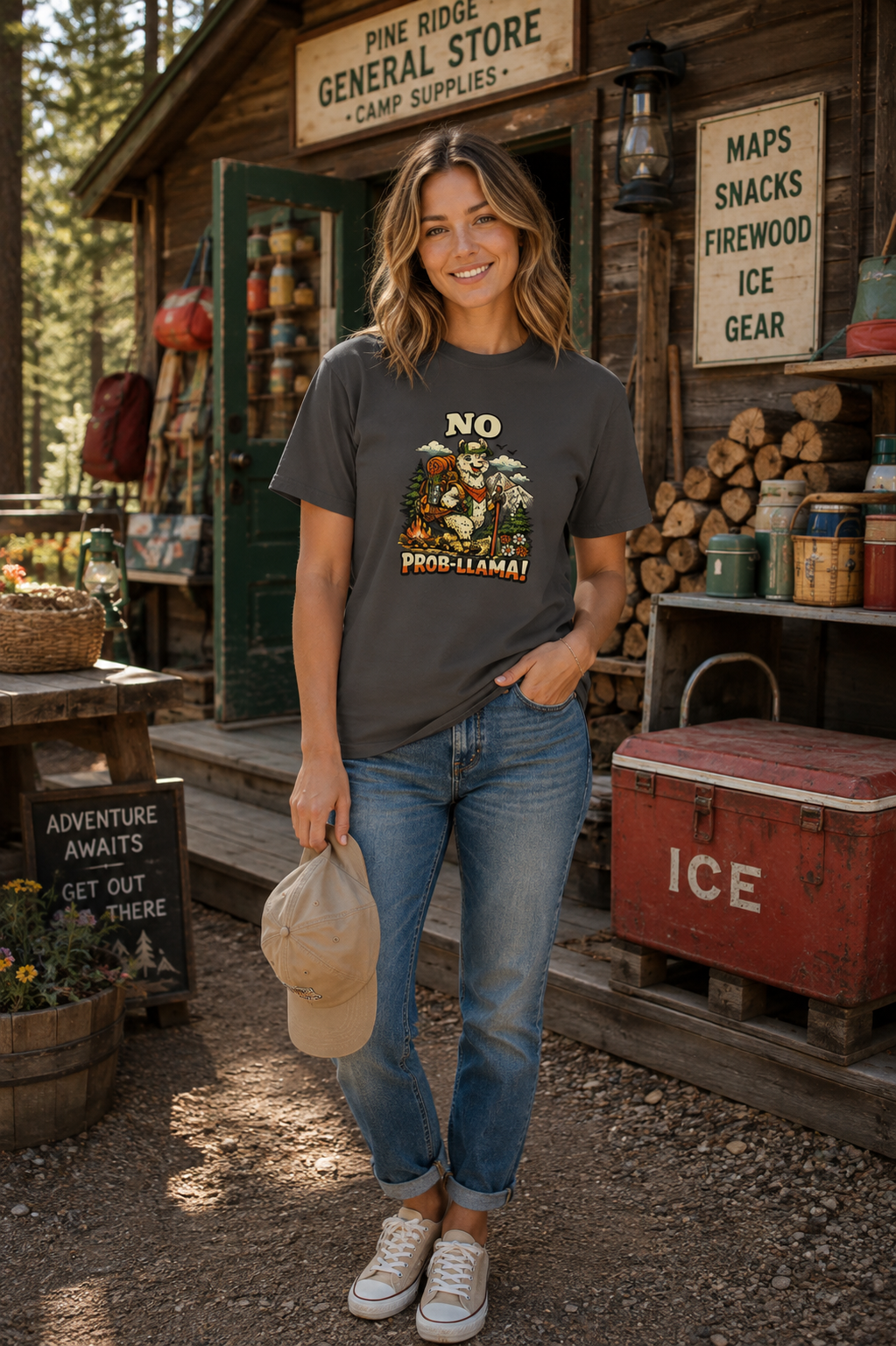No Prob-Llama T-Shirt | Funny Hiking Llama Graphic Tee