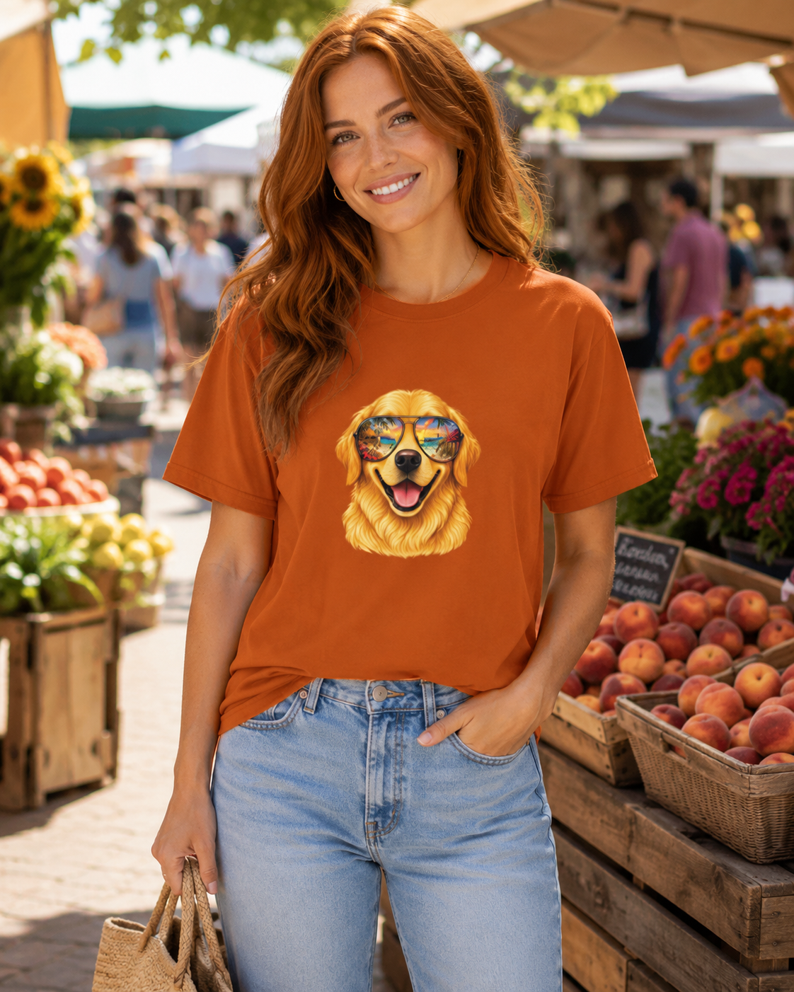 Golden Retriever Beach T-Shirt | Tropical Dog Lover Tee