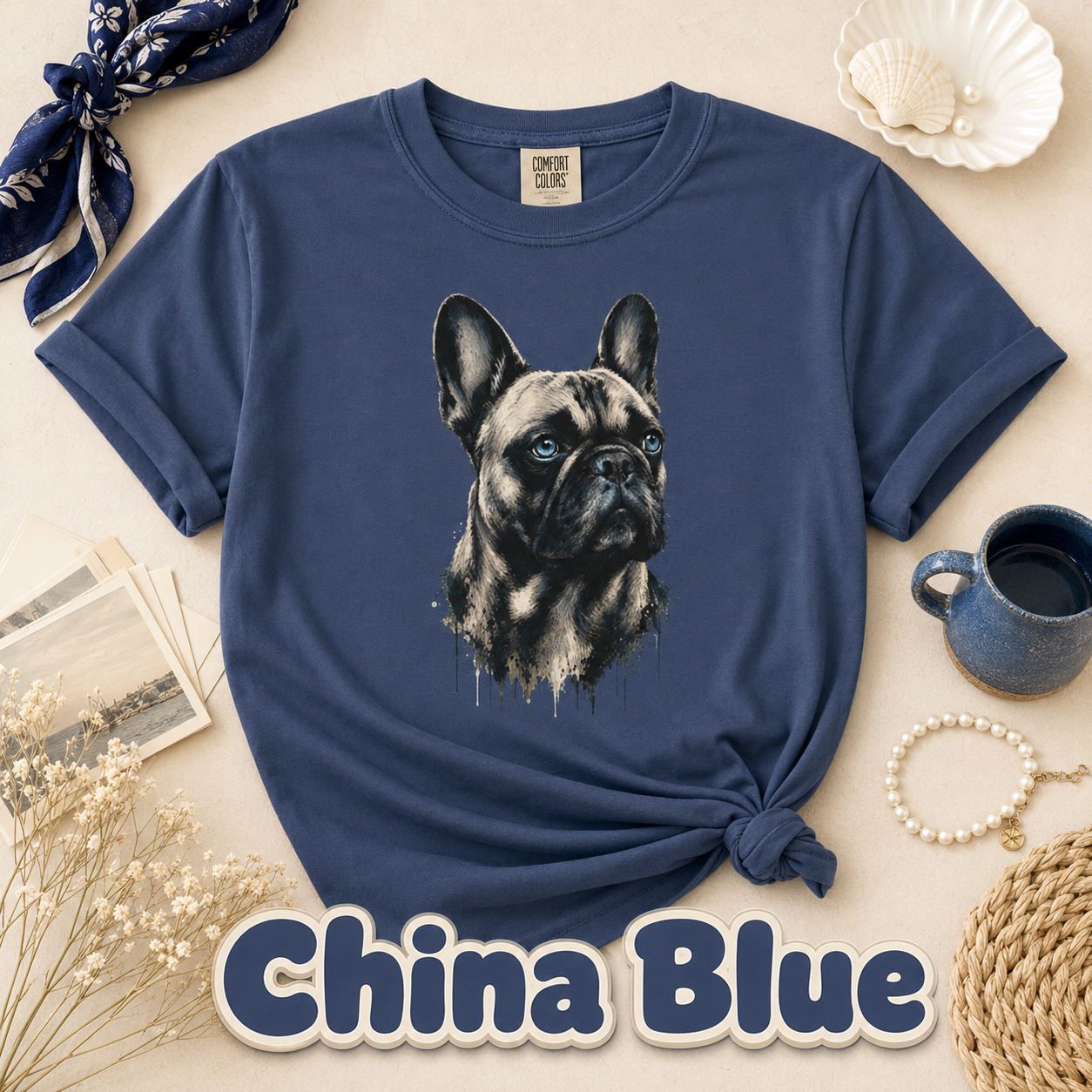 French Bulldog Portrait T-Shirt, Artistic Frenchie Graphic Tee, Dog Lover Shirt, French Bulldog Mom Dad Gift, Pet Owner T-Shirt