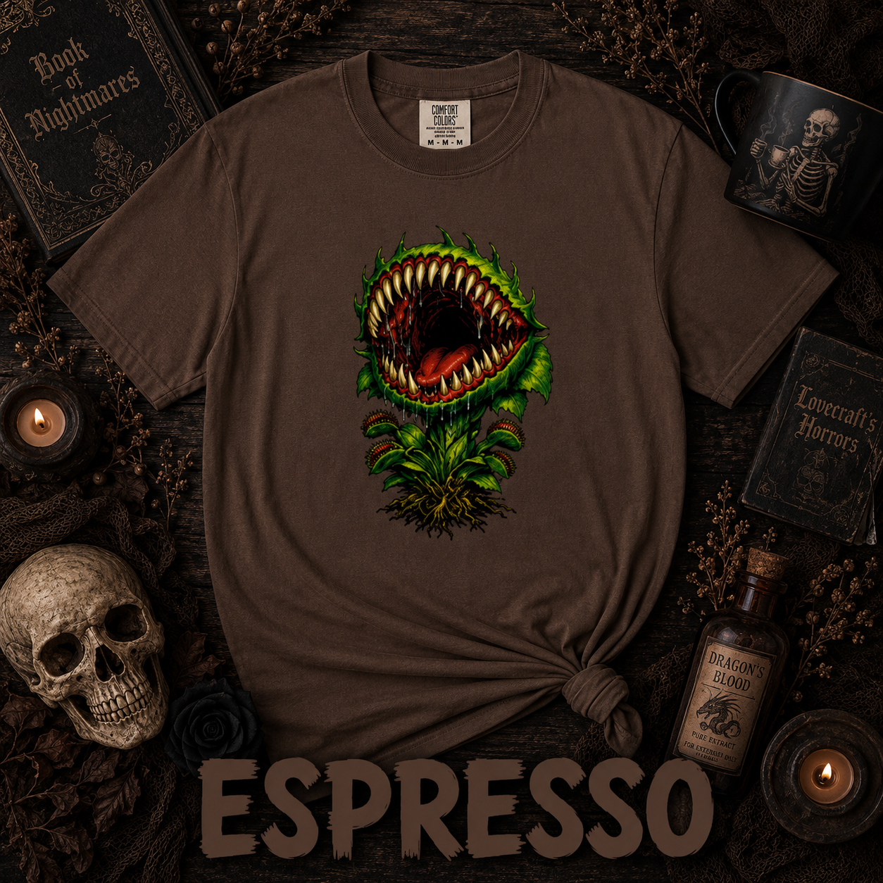 Carnivorous Venus Flytrap T-Shirt | Horror Plant Graphic Tee | Gothic Botanical Shirt | Spooky Halloween Gift for Plant Lovers