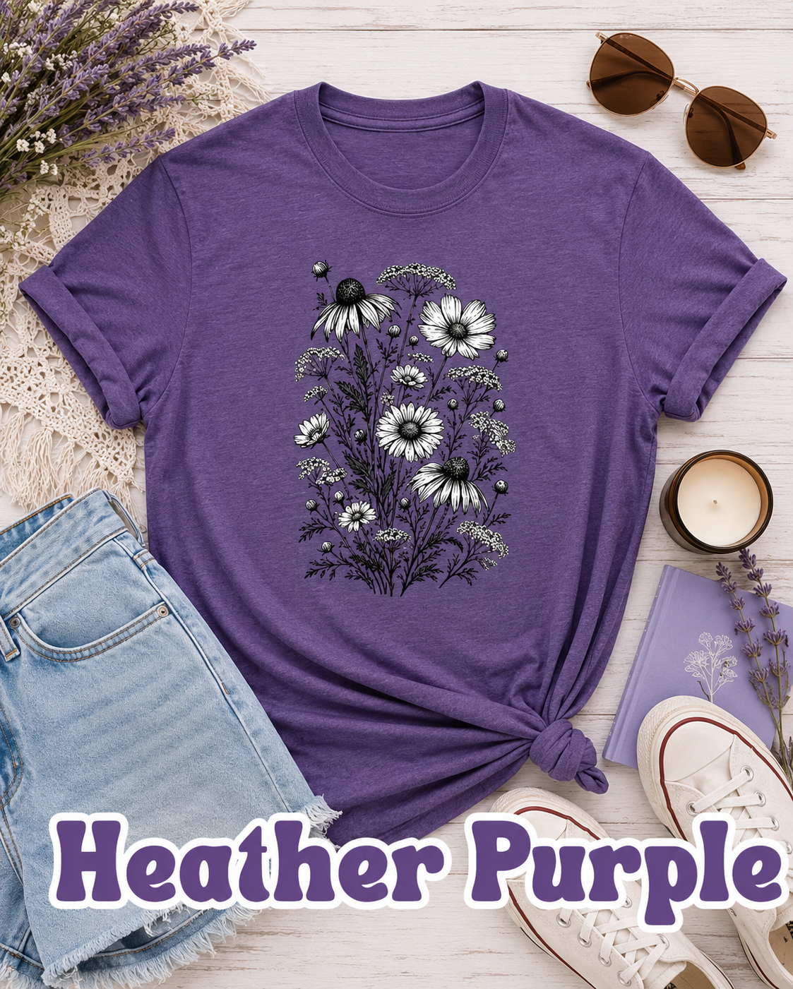 Vintage Wildflower Botanical Graphic T-Shirt
