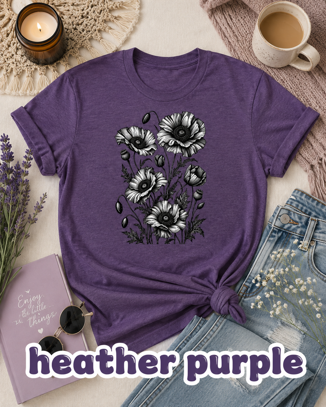 Vintage Poppy Flower T-Shirt | Botanical Floral Graphic Tee