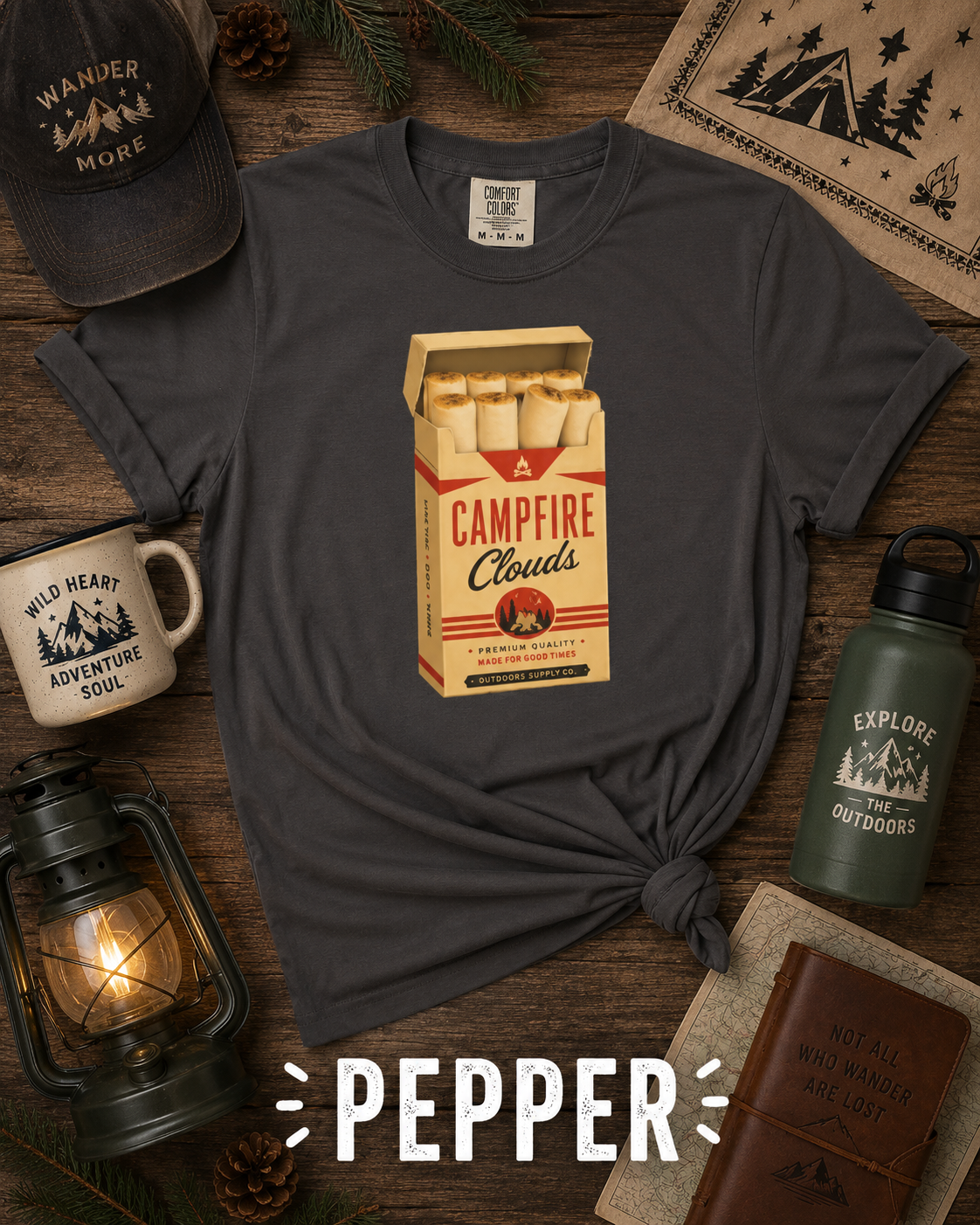 Campfire Clouds Vintage Marshmallow Graphic T-Shirt