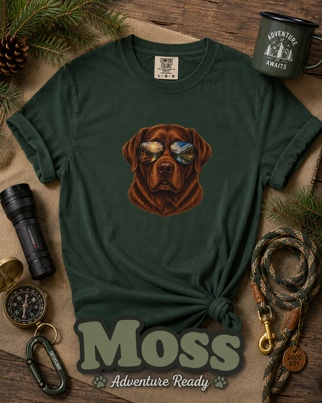 Chocolate Lab Sunglasses T-Shirt | Outdoor Dog Lover Tee