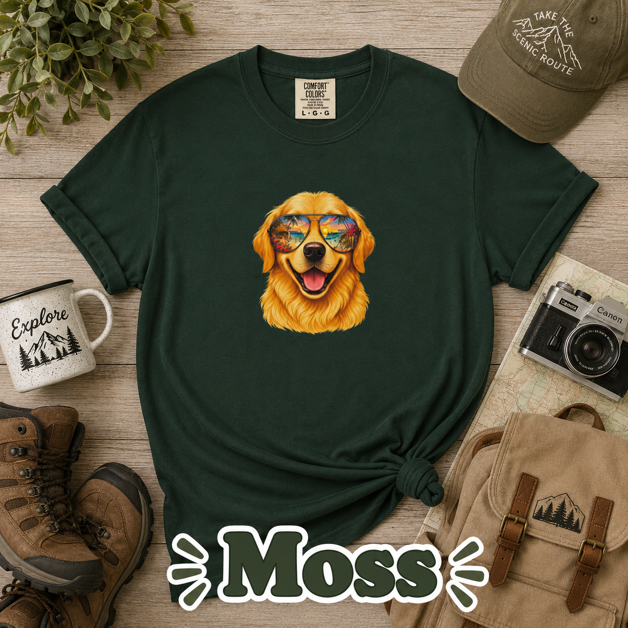 Golden Retriever Beach Shirt, Funny Dog Lover T-Shirt, Golden Retriever Sunglasses Tee, Summer Vacation Gift, Cute Pet Graphic Tee