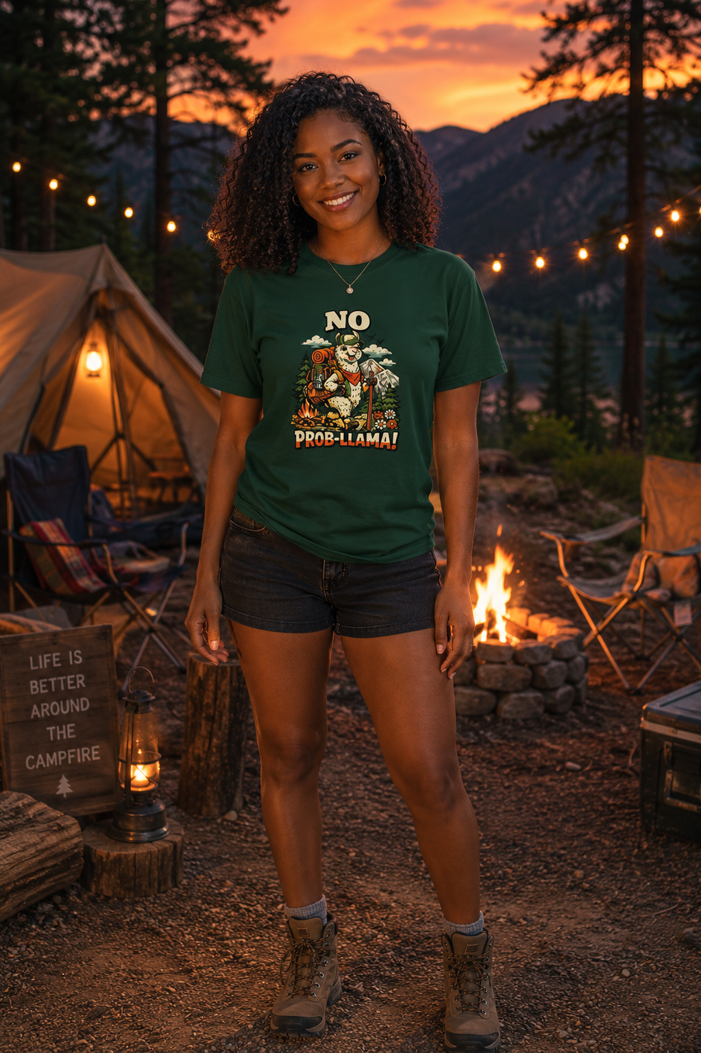 No Prob-Llama T-Shirt | Funny Hiking Llama Graphic Tee