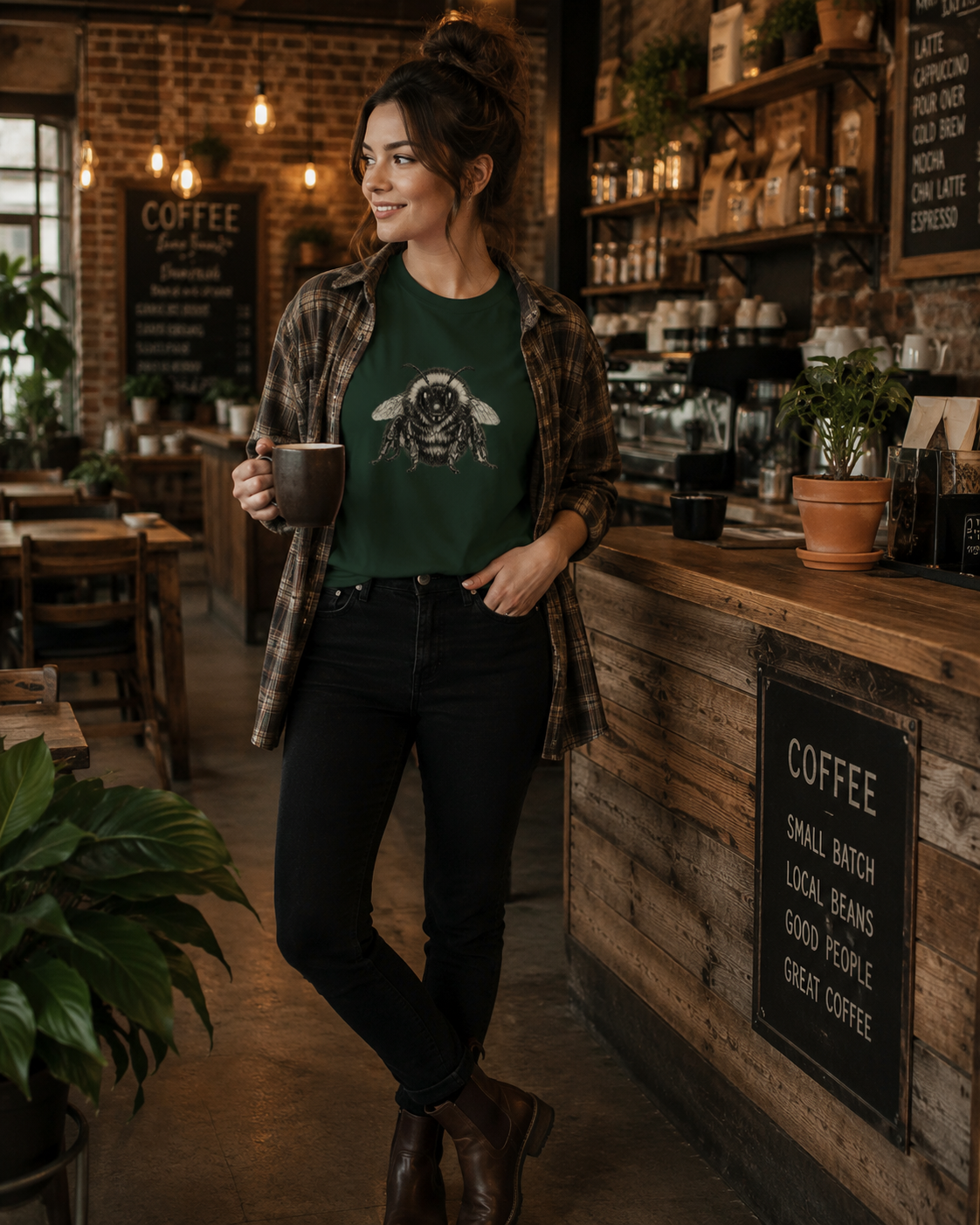 Vintage Bumble Bee Botanical Graphic T-Shirt | Nature Lover & Gardener Tee