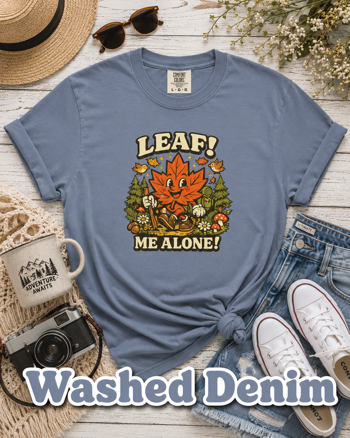 Leaf Me Alone Comfort Colors® T-Shirt | Funny Fall Maple Leaf Tee