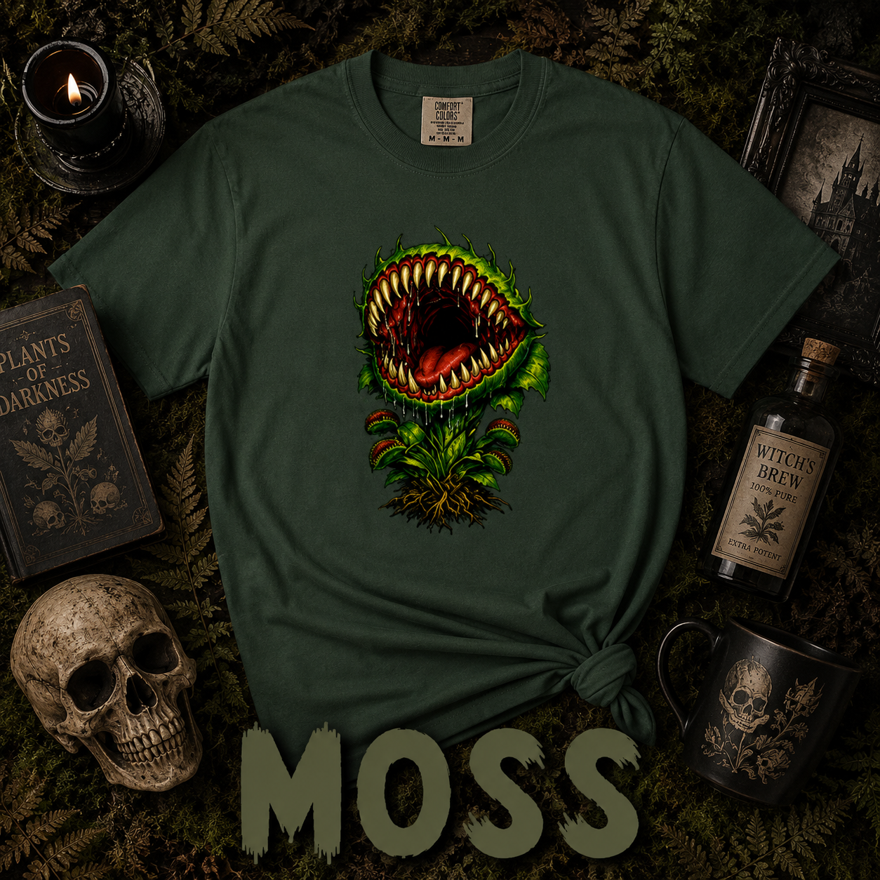 Carnivorous Venus Flytrap T-Shirt | Horror Plant Graphic Tee | Gothic Botanical Shirt | Spooky Halloween Gift for Plant Lovers