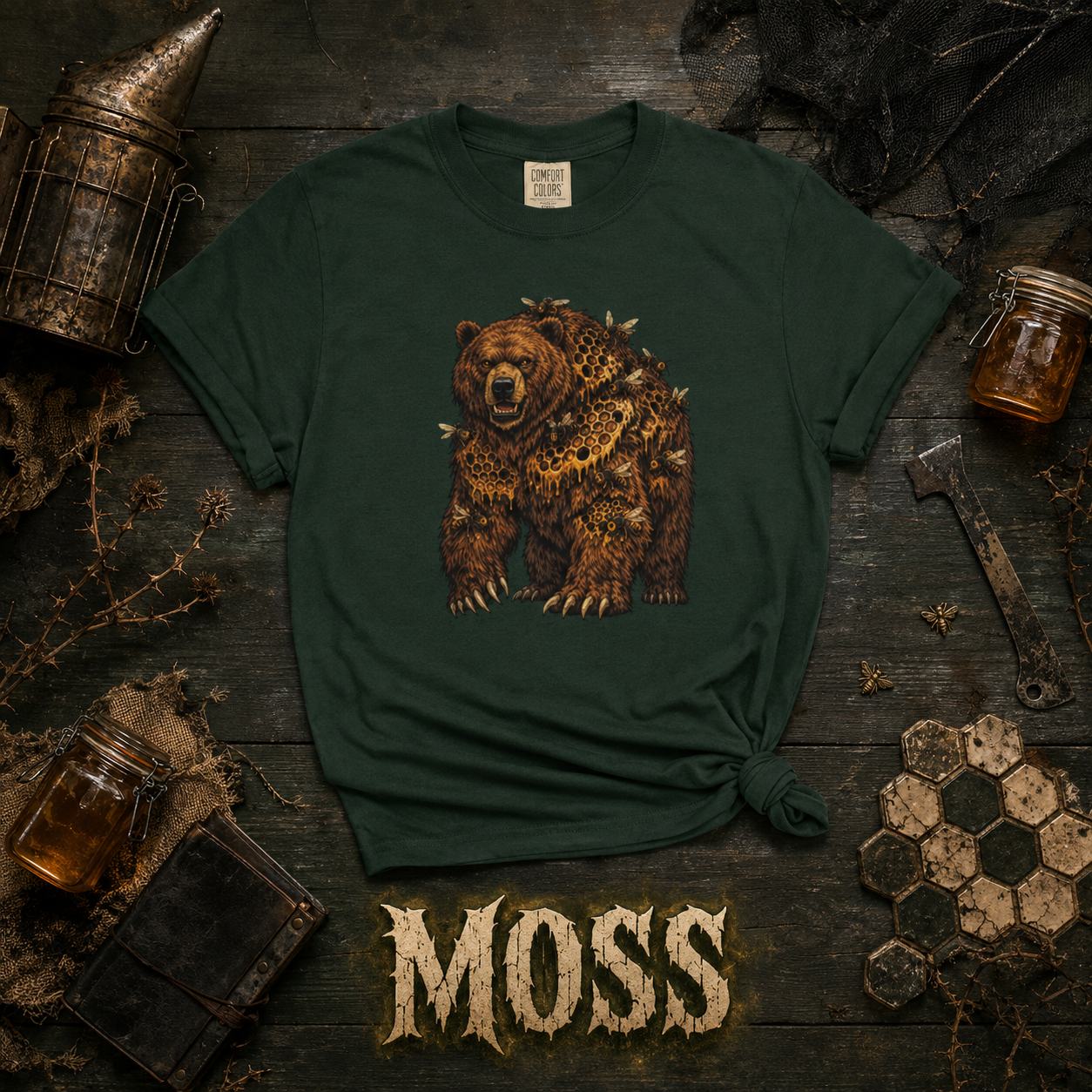 Comfort Colors Bear Shirt, Woodland Wildlife Graphic Tee, Nature Lover Gift, Rustic Hiking and Camping T-Shirt