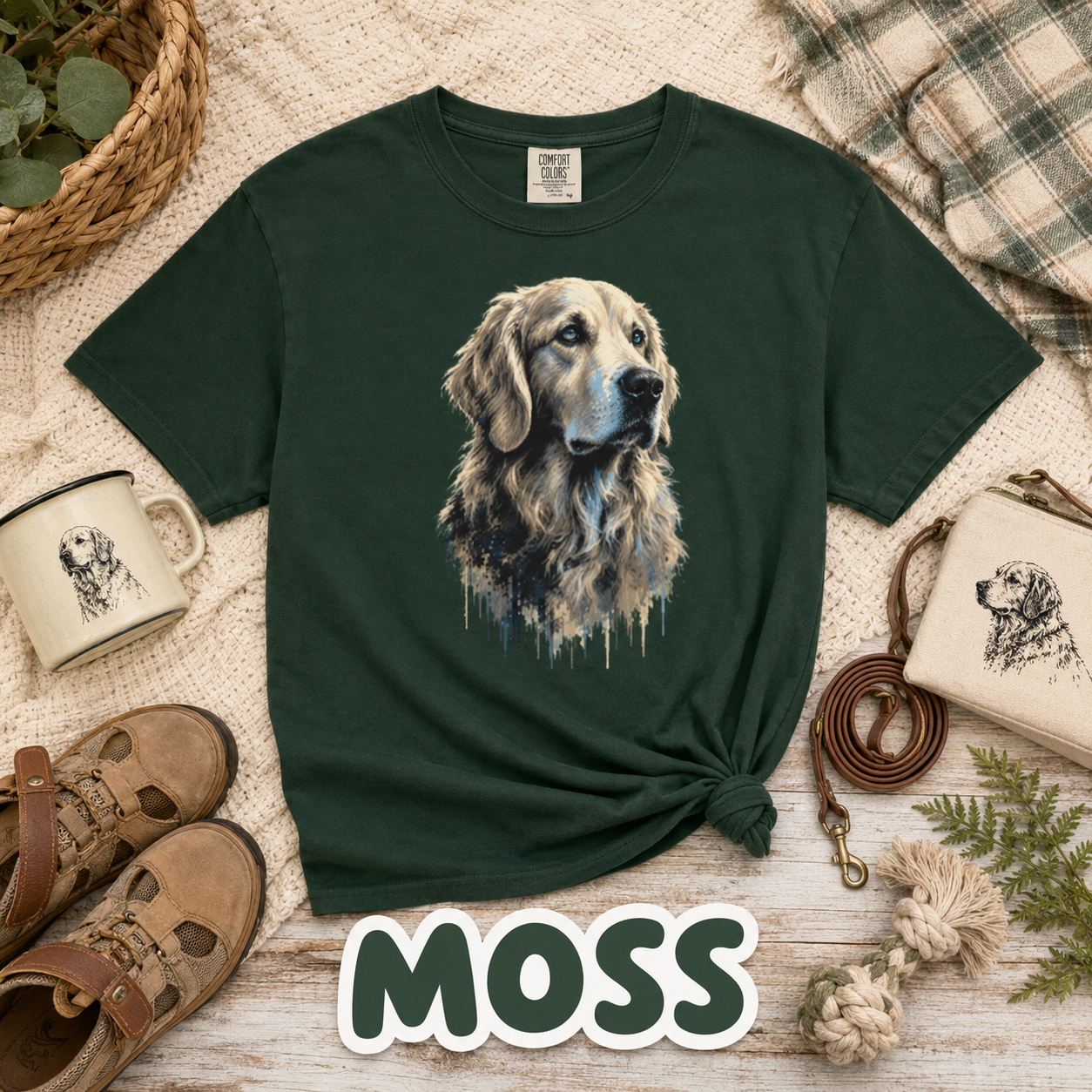 Golden Retriever Shirt, Watercolor Dog Tee, Dog Lover Gift, Golden Retriever Mom, Cute Pet Portrait Comfort Colors Tee