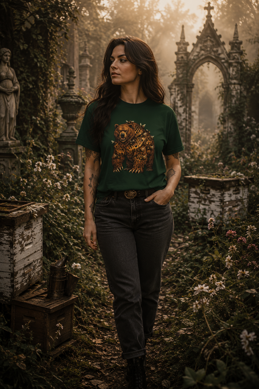 Comfort Colors Bear Shirt, Woodland Wildlife Graphic Tee, Nature Lover Gift, Rustic Hiking and Camping T-Shirt