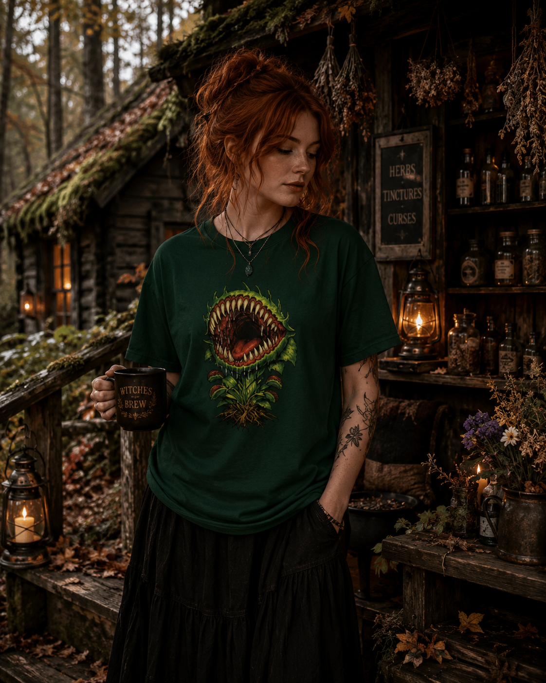 Carnivorous Venus Flytrap T-Shirt | Horror Plant Graphic Tee | Gothic Botanical Shirt | Spooky Halloween Gift for Plant Lovers