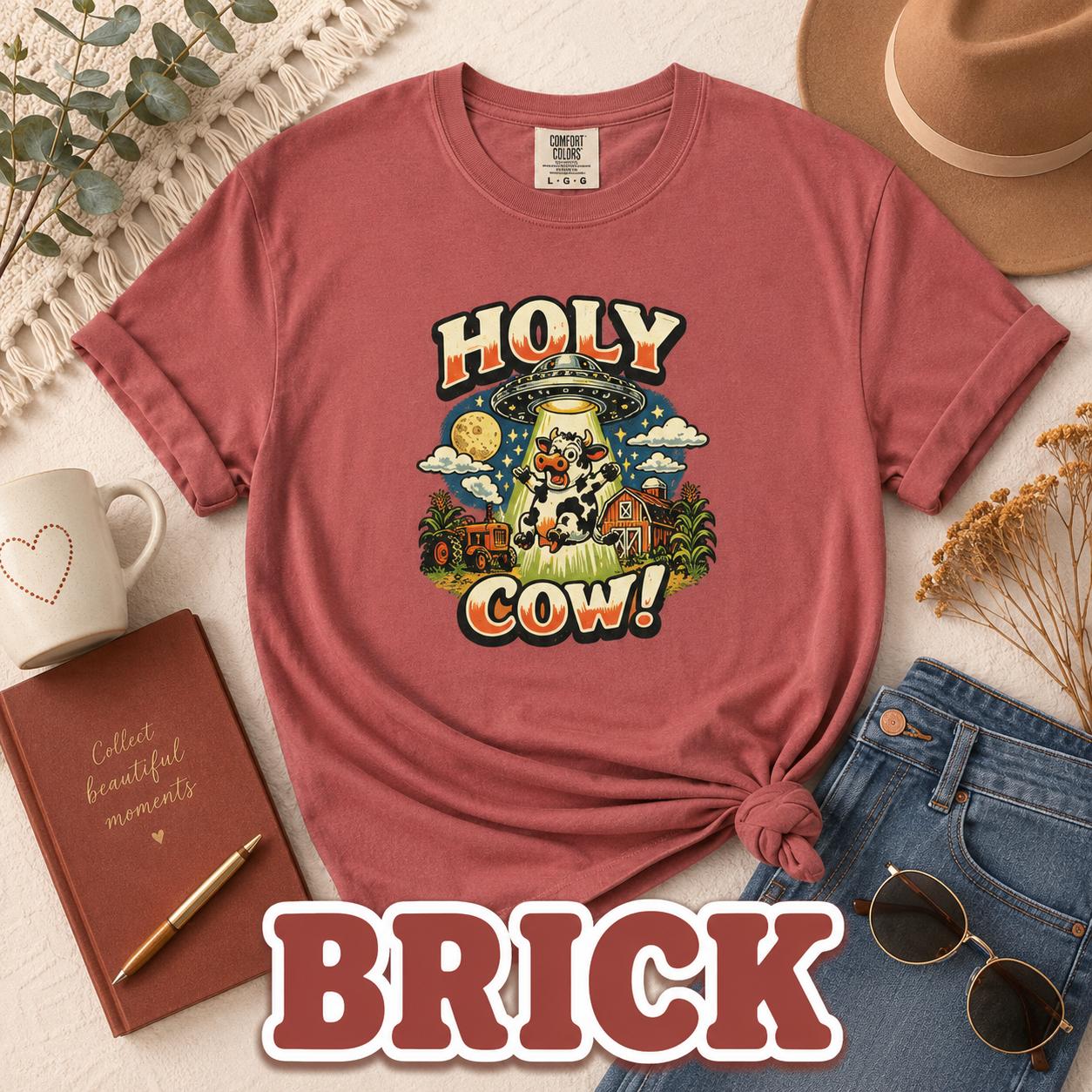 Holy Cow! Funny Cow T-Shirt | Comfort Colors® 1717 Retro Farm Graphic Tee