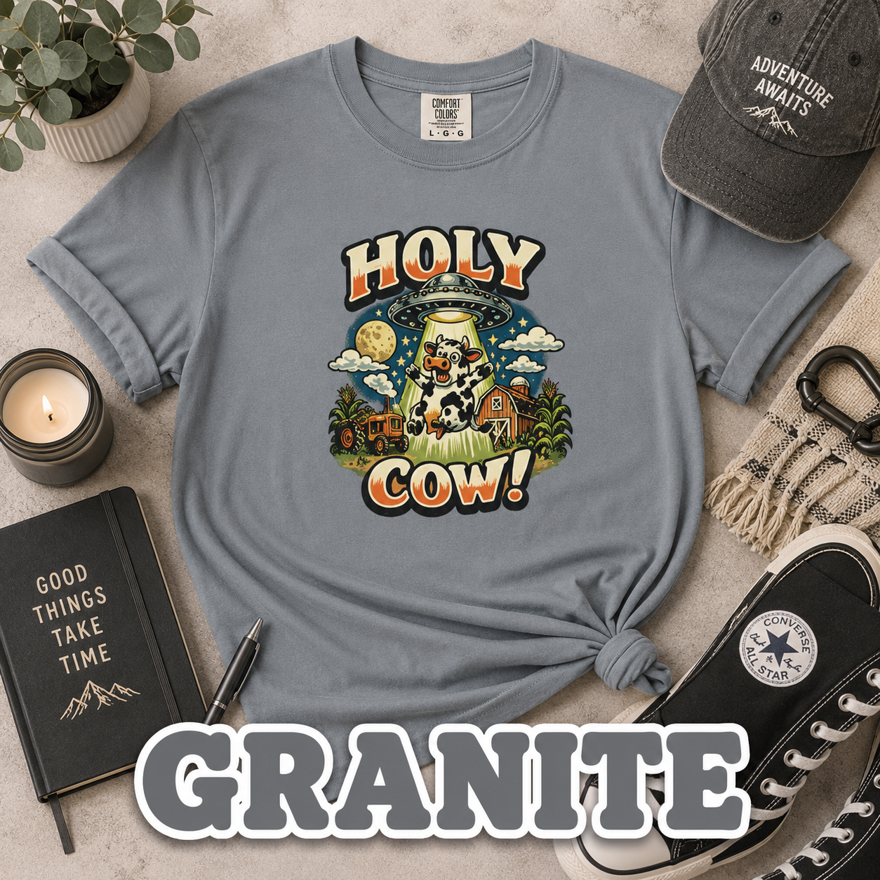 Holy Cow! Funny Cow T-Shirt | Comfort Colors® 1717 Retro Farm Graphic Tee