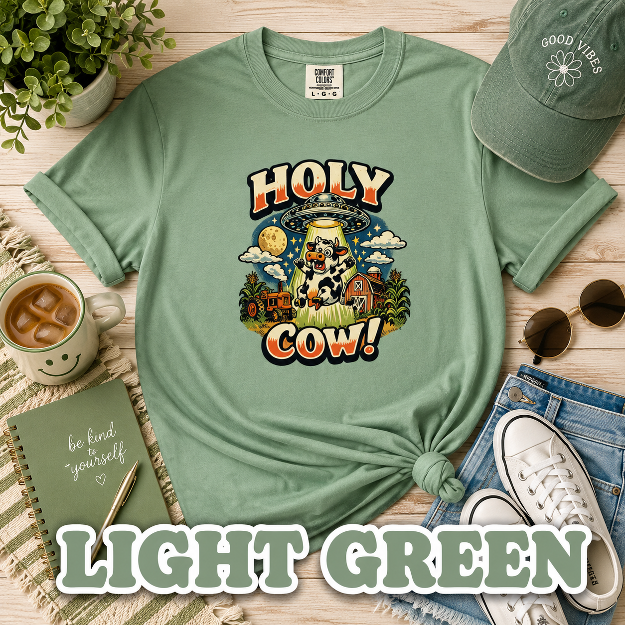 Holy Cow! Funny Cow T-Shirt | Comfort Colors® 1717 Retro Farm Graphic Tee