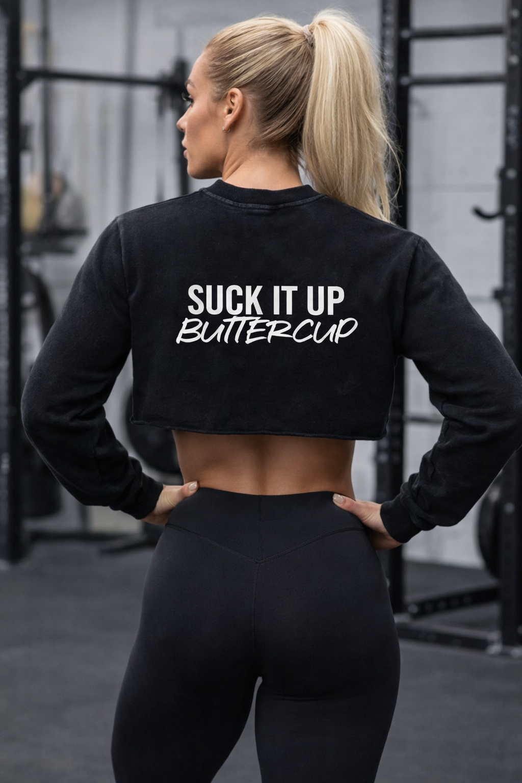 Suck It Up Buttercup Cropped Sweatshirt – Vintage Washed Graphic Crewneck